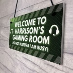 PERSONALISED Green Gaming Gamer Sign ANY NAME Christmas 