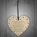 Teacher Gift Wooden Heart Number One Teacher Assistant Thank You