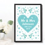 Personalised Wedding Gift Mr And Mrs Gift Print Valentines Day