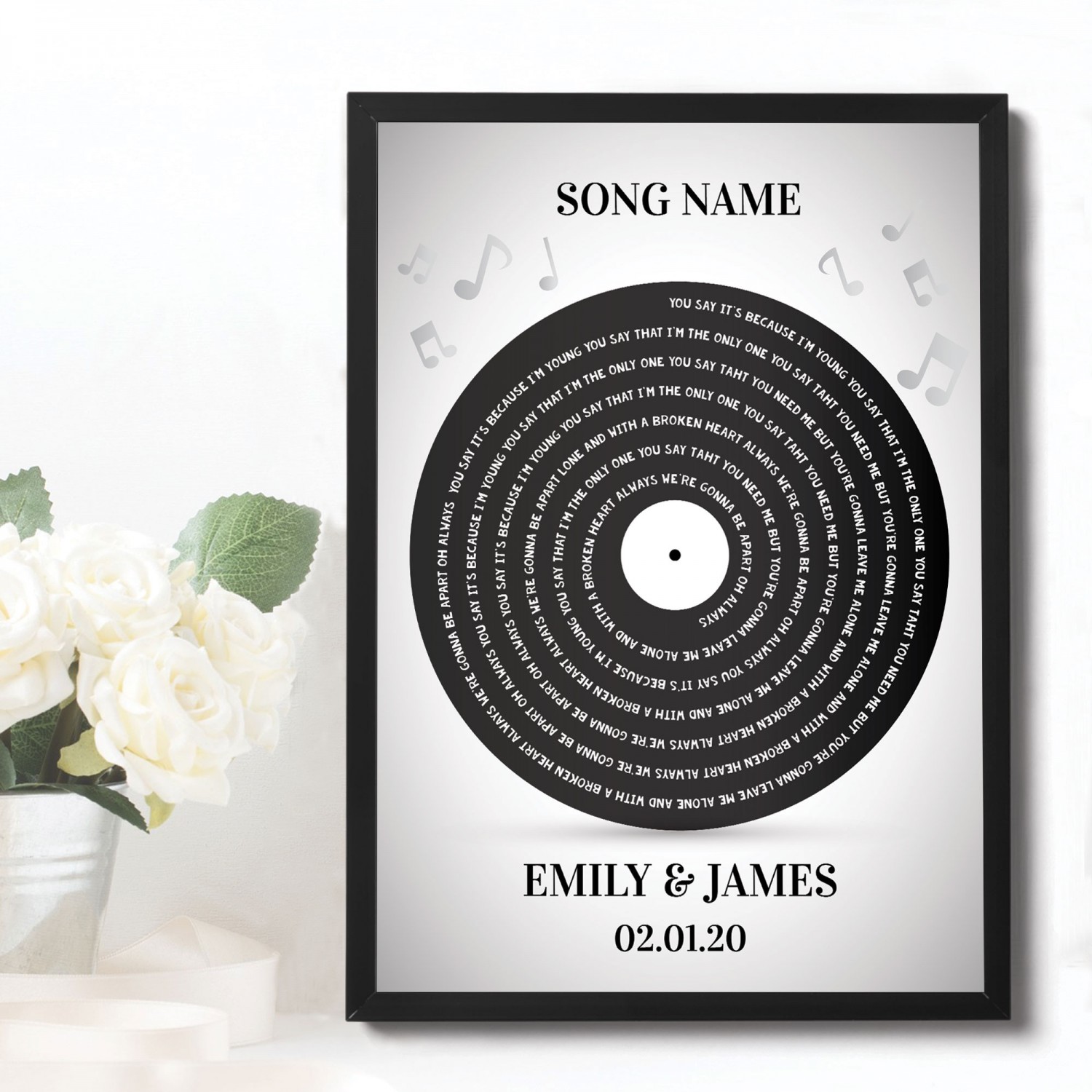 Personalised Anniversary Gift Wedding First Dance Song Print