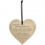 50th Gold Wedding Anniversary Gift For Husband Wife Wooden Heart