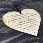 50th Gold Wedding Anniversary Gift For Husband Wife Wooden Heart