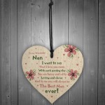 Special Gift For Nan Wooden Heart Nan Birthday Gift Grandparent 