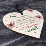 Special Gift For Nan Wooden Heart Nan Birthday Gift Grandparent 