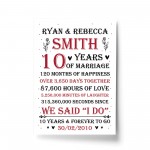 Couple 10th Wedding Anniversary Gift Personalised Print