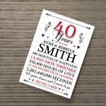 40th Wedding Anniversary Gift Personalised Special Gift