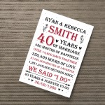 Couple 40th Wedding Anniversary Gift Personalised Print