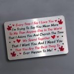 Novelty METAL Wallet Card For Valentines Day Anniversary Gift