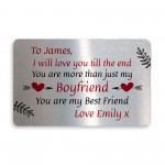 PERSONALISED Gift For Boyfriend Metal Wallet Card Valentines Day