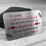 PERSONALISED Gift For Boyfriend Metal Wallet Card Valentines Day