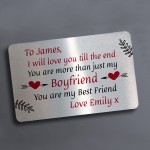 PERSONALISED Gift For Boyfriend Metal Wallet Card Valentines Day