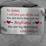 PERSONALISED Gift For Boyfriend Metal Wallet Card Valentines Day