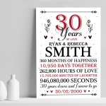 30th Wedding Anniversary Gift Personalised Special Gift 