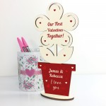 Personalised Wooden Flower Valentines Gift For Girlfriend