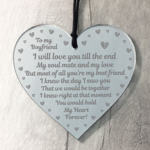 Valentines Anniversary Gift For Boyfriend Engraved Heart Sign