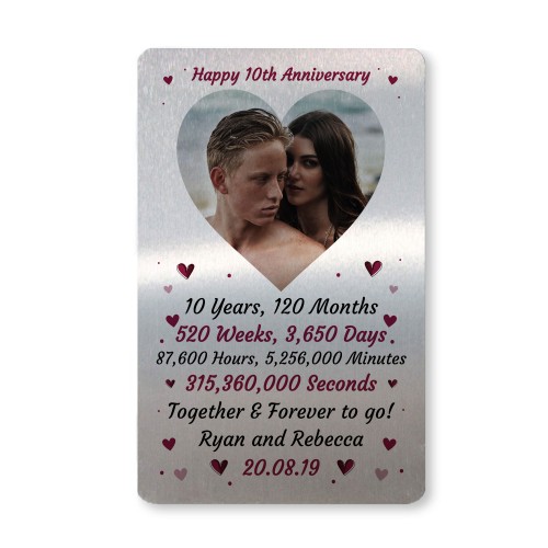 Special 10th Anniversary Gift Husband Wife Personalised Insert