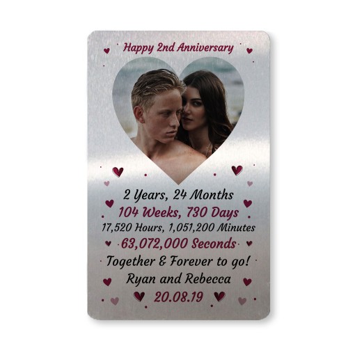 Special 2nd Anniversary Gift Husband Wife Personalised Insert