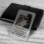 Engagement Gift Personalised Metal Wallet Insert Congratulations