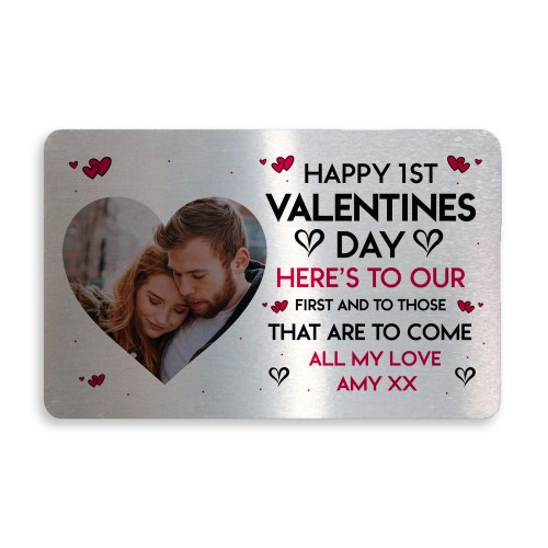 First 1st Valentines Personalised Gifts Metal Wallet Card Gift