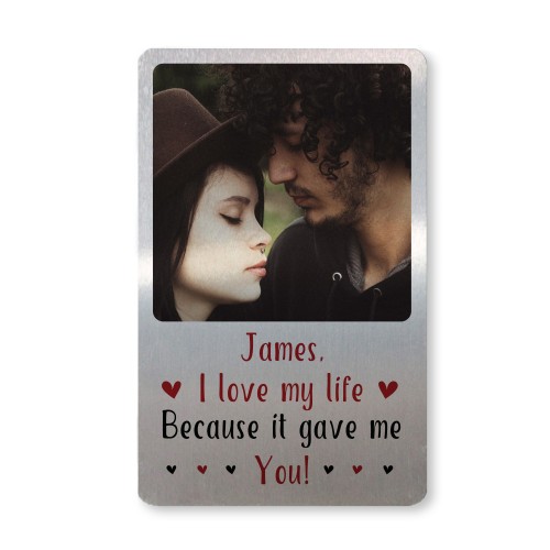 Personalised Gift For Boyfriend Husband Metal Photo Wallet Card 