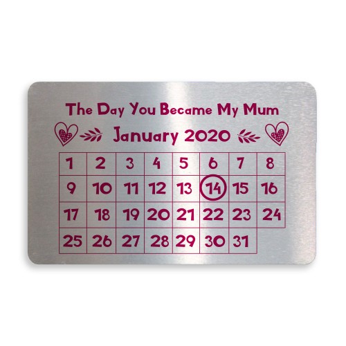 Personalised Gift For Mum Calender Wallet Insert Mothers Day