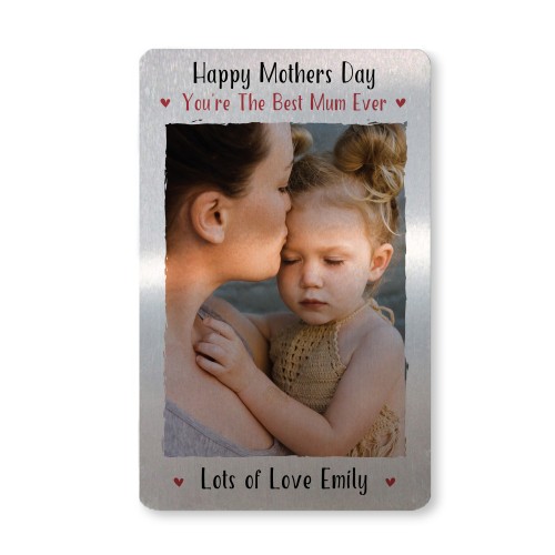 Mothers Day Gift For Mum PERSONALISED Metal Photo Card For Purse