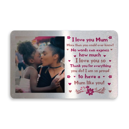 Mothers Day Gift Personalised Metal Photo Card Mum Gift Keepsake