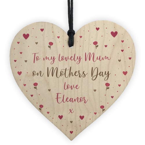 Lovely Mum Mothers Day Gift Wooden Heart Personalised Gift