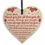 Thankyou Gift For Mum Wood Heart Mothers Day Birthday Gift