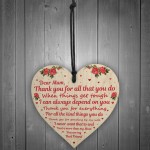 Thankyou Gift For Mum Wood Heart Mothers Day Birthday Gift