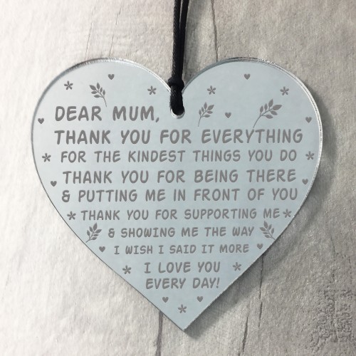 Personalised Mothers Day Gifts Mirror Acrylic Heart Plaque Gifts