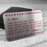 Mothers Day Card Metal Wallet Insert Gift For Mothers Day Mum