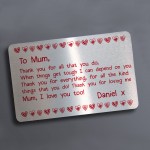 Mothers Day Card Metal Wallet Insert Gift For Mothers Day Mum