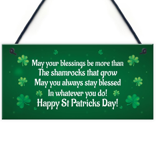 Novelty St Patricks Day Hanging Sign Irish Blessing Friendship