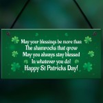 Novelty St Patricks Day Hanging Sign Irish Blessing Friendship