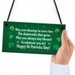 Novelty St Patricks Day Hanging Sign Irish Blessing Friendship