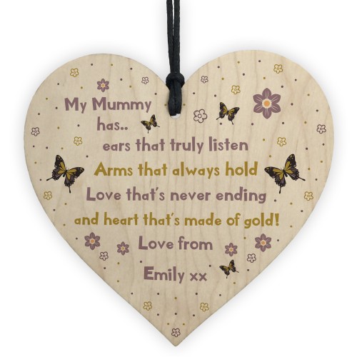 Personalised Gift For Mum Mothers Day Birthday Wooden Heart