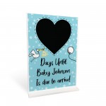 New Baby Countdown Plaque Chalkboard Sign Pregnancy Baby Blue