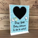 New Baby Countdown Plaque Chalkboard Sign Pregnancy Baby Blue