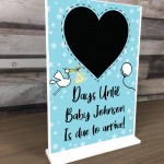 New Baby Countdown Plaque Chalkboard Sign Pregnancy Baby Blue