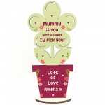 Personalised Wooden Flower Gift For Mum Mummy Birthday Gifts