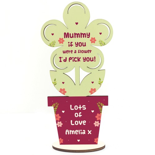 Personalised Wooden Flower Gift For Mum Mummy Birthday Gifts