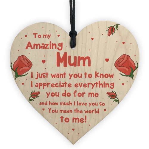 Quirky Gift For Mum Birthday Christmas Wood Heart Gift For Her