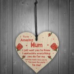 Quirky Gift For Mum Birthday Christmas Wood Heart Gift For Her