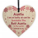 Special Gift For Auntie Sister Wooden Heart Auntie Birthday