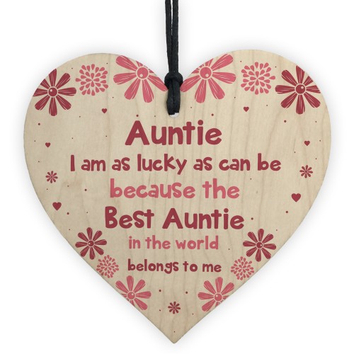 Special Gift For Auntie Sister Wooden Heart Auntie Birthday