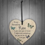 Nan Gift For Birthday Christmas Wood Heart Gift For Her Thankyou