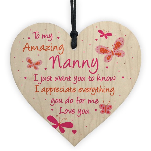 Nanny Gift For Birthday Christmas Wooden Heart Gift For Her