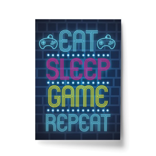 Neon Gaming Print Gamer Bedroom Gifts Wall Art Gaming Poster