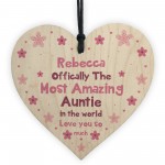 Auntie Gift For Birthday Personalised Wood Heart Gift For Sister